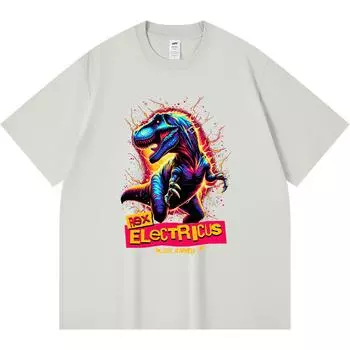 Футболка из 100% хлопка плотностью 230 г/м2 с принтом Rex Electricus, забавная футболка из чесаного хлопка в стиле Харадзюку XS абрикосовый