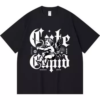 Футболка из 100% хлопка плотностью 230 г/м2 с милым принтом Купидона в уличном стиле, забавная футболка из чесаного хлопка в стиле Харадзюку XS абрикосовый