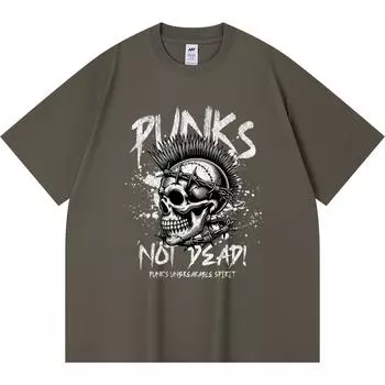 Футболка из 100% хлопка плотностью 230 г/м2 с принтом Punks Not Dead, забавная футболка из чесаного хлопка в стиле Харадзюку XS абрикосовый
