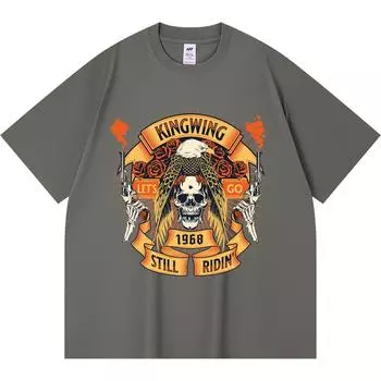 Футболка из 100% хлопка плотностью 230 г/м2 с принтом черепа и орла KingWing, забавная футболка из чесаного хлопка в стиле Харадзюку XS абрикосовый