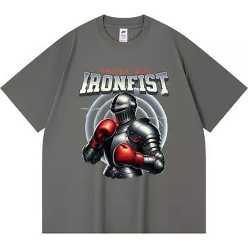 Футболка из 100% хлопка плотностью 230 г/м2 с принтом Ironfist, забавная футболка из чесаного хлопка в стиле Харадзюку XS абрикосовый