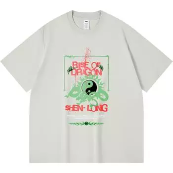 Футболка из 100% хлопка плотностью 230 г/м2 Футболка с принтом «Восстание дракона» Футболка из чесаного хлопка в смешном стиле Харадзюку XS абрикосовый