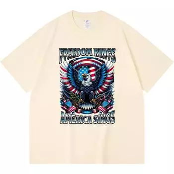 Футболка из 100% хлопка плотностью 230 г/м2 с принтом «America Sings» Футболка из чесаного хлопка в смешном стиле Харадзюку XS абрикосовый