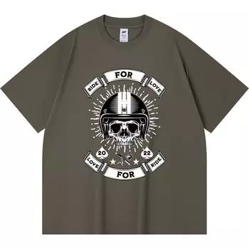 Футболка из 100% хлопка плотностью 230 г/м2 с принтом RIDE FOR LOVE MOTOCYCLE, забавная футболка из чесаного хлопка в стиле Харадзюку XS абрикосовый