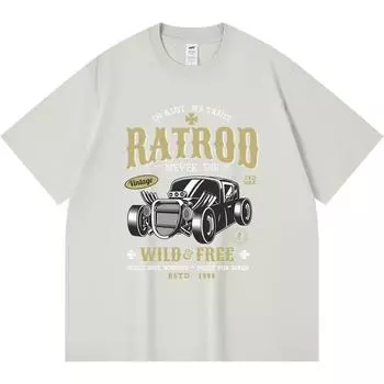 Футболка из 100% хлопка плотностью 230 г/м2 Ratrod Wild & Free Classic Car Print Tees Смешная футболка из чесаного хлопка в стиле Харадзюку XS абрикосовый