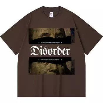 Футболка из 100% хлопка плотностью 230 г/м2 с принтом «Расстройство» Футболка из чесаного хлопка в смешном стиле Харадзюку XS абрикосовый