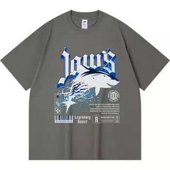 Футболка из 100% хлопка плотностью 230 г/м2 с принтом «Челюсти хищника» в забавном стиле Харадзюку, футболка из чесаного хлопка XS абрикосовый