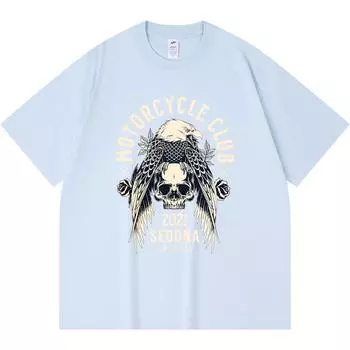 Футболка из 100% хлопка плотностью 230 г/м2 с принтом черепа и орла в стиле мотоциклетного клуба, забавная футболка из чесаного хлопка в стиле Харадзюку XS абрикосовый