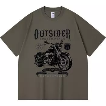 Футболка из 100% хлопка плотностью 230 г/м2, футболки с принтом Outsider Customworks, забавная футболка из чесаного хлопка в стиле Харадзюку XS абрикосовый