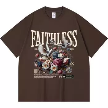 Футболка из 100% хлопка плотностью 230 г/м2, футболки с принтом Faithless, забавная футболка из чесаного хлопка в стиле Харадзюку XS абрикосовый