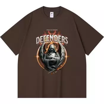 Футболка из 100% хлопка плотностью 230 г/м2 с принтом Defenders, забавная футболка из чесаного хлопка в стиле Харадзюку XS абрикосовый