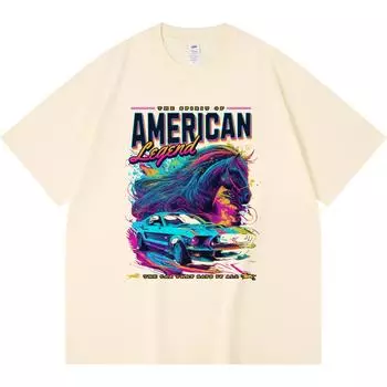 Футболка из 100% хлопка плотностью 230 г/м2 с принтом American Legend, забавная футболка из чесаного хлопка в стиле Харадзюку XS абрикосовый