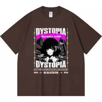 Футболка из 100% хлопка плотностью 230 г/м2 с принтом Dystopia Streetwear, футболки с забавным принтом в стиле Харадзюку из чесаного хлопка XS абрикосовый