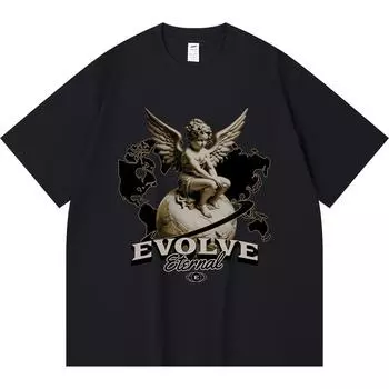 Футболка из 100% хлопка плотностью 230 г/м2 с графическим принтом Купидона в уличном стиле, забавная футболка из чесаного хлопка в стиле Харадзюку XS абрикосовый