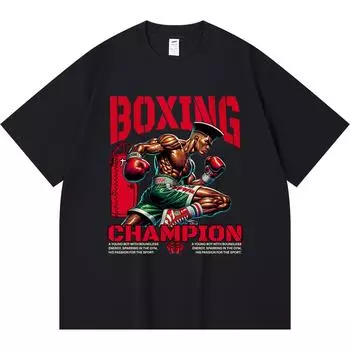 Футболка из 100% хлопка плотностью 230 г/м2 с принтом «Чемпион по боксу» для молодых парней и нокаутирующими ударами в спортивном стиле, забавная футболка из чесаного хлопка в стиле Харадзюку XS абрикосовый