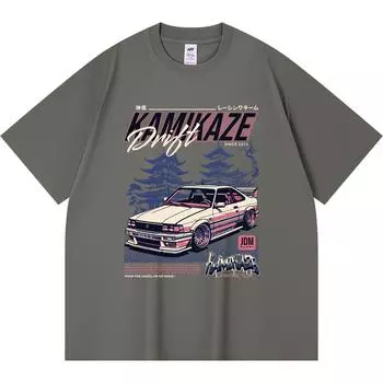 Футболка из 100% хлопка плотностью 230 г/м2 с принтом гоночной команды «Камикадзе» Футболка из чесаного хлопка в стиле Харадзюку XS абрикосовый