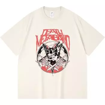 Футболка из 100% хлопка плотностью 230 г/м2 с принтом темного пылающего черепа в стиле Харадзюку, футболка из чесаного хлопка XS абрикосовый