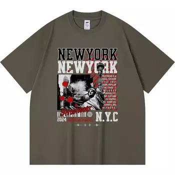 Футболка из 100% хлопка плотностью 230 г/м2 с принтом в стиле Нью-Йорка в уличном стиле, футболка из чесаного хлопка в смешном стиле Харадзюку XS абрикосовый