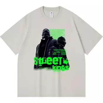 Футболка из 100% хлопка плотностью 230 г/м2 с принтом Street King, забавная футболка из чесаного хлопка в стиле Харадзюку XS абрикосовый