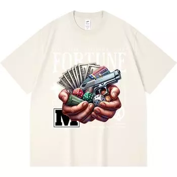 Футболка из 100% хлопка плотностью 230 г/м2 с принтом «Fortune» в смешном стиле Харадзюку, футболка из чесаного хлопка XS абрикосовый