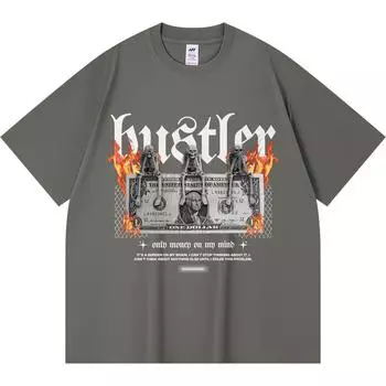 Футболка из 100% хлопка плотностью 230 г/м2 с принтом Hustler, забавная футболка из чесаного хлопка в стиле Харадзюку XS абрикосовый