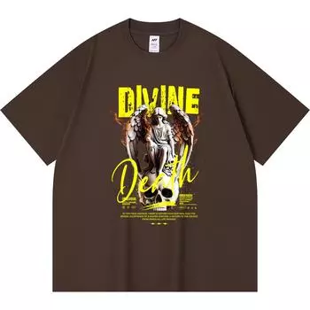 Футболка из 100% хлопка плотностью 230 г/м2 с принтом Divine Death, забавная футболка из чесаного хлопка в стиле Харадзюку XS абрикосовый