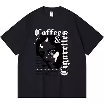 Футболка из 100% хлопка плотностью 230 г/м2 с принтом кофе и сигарет, забавная футболка из чесаного хлопка в стиле Харадзюку XS абрикосовый