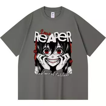 Футболка из 100% хлопка плотностью 230 г/м2 с принтом «Одинокий жнец» в смешном стиле Харадзюку, футболка из чесаного хлопка XS абрикосовый