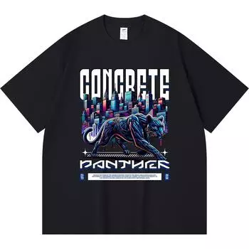 Футболка из 100% хлопка плотностью 230 г/м2 с принтом «Бетонная пантера» Футболки с забавным принтом в стиле Харадзюку Футболка из чесаного хлопка XS абрикосовый