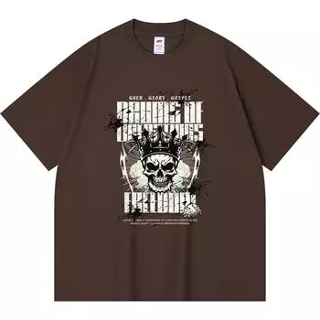 Футболка из 100% хлопка плотностью 230 г/м2 с принтом «Барабаны освобождения» Футболка из чесаного хлопка в смешном стиле Харадзюку XS абрикосовый