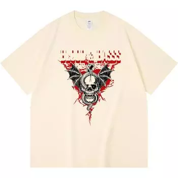 Футболка из 100% хлопка плотностью 230 г/м2 с принтом змеи и черепа в стиле Харадзюку XS абрикосовый