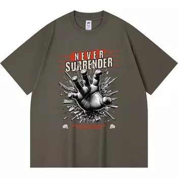 Футболка из 100% хлопка плотностью 230 г/м2 с принтом Never Surrender, забавная футболка из чесаного хлопка в стиле Харадзюку XS абрикосовый