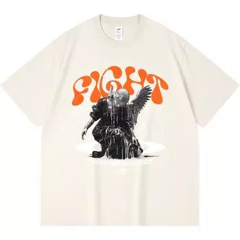 Футболка из 100% хлопка плотностью 230 г/м2 с принтом «Fight Fallen Angel Streetwear» в смешном стиле Харадзюку, футболка из чесаного хлопка XS абрикосовый
