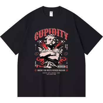 Футболка из 100% хлопка плотностью 230 г/м2 с принтом Cupidity, забавная футболка из чесаного хлопка в стиле Харадзюку XS абрикосовый