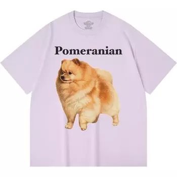 Футболка из 100% хлопка плотностью 230 г/м2 с принтом померанского шпица, забавная футболка из чесаного хлопка в стиле Харадзюку XS абрикосовый