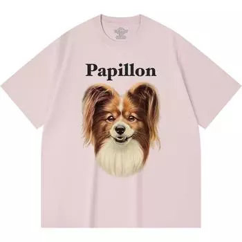 Футболка из 100% хлопка плотностью 230 г/м2 с принтом «бабочка» Футболка из чесаного хлопка в смешном стиле Харадзюку XS абрикосовый