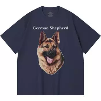Футболка из 100% хлопка плотностью 230 г/м2 с принтом немецкой овчарки, забавная футболка из чесаного хлопка в стиле Харадзюку XS абрикосовый