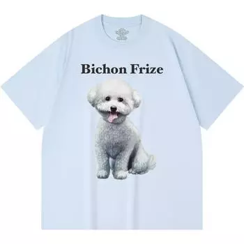 Футболка из 100% хлопка плотностью 230 г/м2 с принтом бишон фризе, забавная футболка из чесаного хлопка в стиле Харадзюку XS абрикосовый