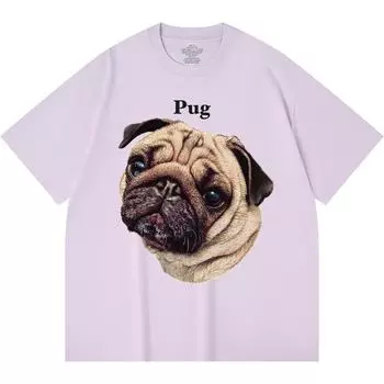 Футболка из 100% хлопка плотностью 230 г/м2 с принтом мопса, забавная футболка из чесаного хлопка в стиле Харадзюку XS абрикосовый