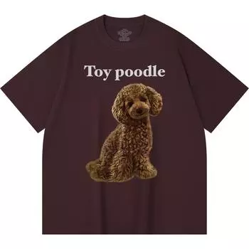 Футболка из 100% хлопка плотностью 230 г/м2 с принтом игрушечного пуделя, забавная футболка из чесаного хлопка в стиле Харадзюку XS абрикосовый