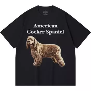 Футболка из 100% хлопка плотностью 230 г/м2 с принтом американского кокер-спаниеля, забавная футболка из чесаного хлопка в стиле Харадзюку XS абрикосовый