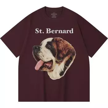 Футболка из 100% хлопка плотностью 230 г/м2 с принтом сенбернара, забавная футболка из чесаного хлопка в стиле Харадзюку XS абрикосовый