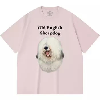 Футболка из 100% хлопка плотностью 230 г/м2 с принтом старой английской овчарки, забавная футболка из чесаного хлопка в стиле Харадзюку XS абрикосовый