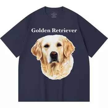 Футболка из 100% хлопка плотностью 230 г/м2 с принтом золотистого ретривера, забавная футболка из чесаного хлопка в стиле Харадзюку XS абрикосовый