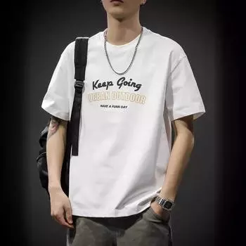 Футболка из чесаного хлопка с двойной пряжой, мужская тяжелая модная брендовая свободная футболка с круглым вырезом, крутой новый летний топ M