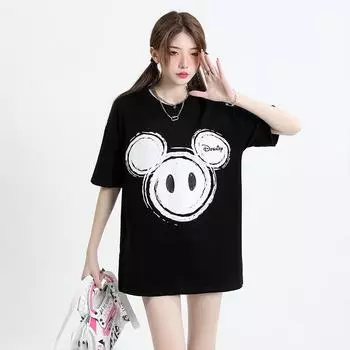 Футболка из чистого хлопка для пар для женщин и мужчин в одном стиле, новая летняя свободная и тонкая рубашка с круглым вырезом и короткими рукавами с креативным принтом S белый