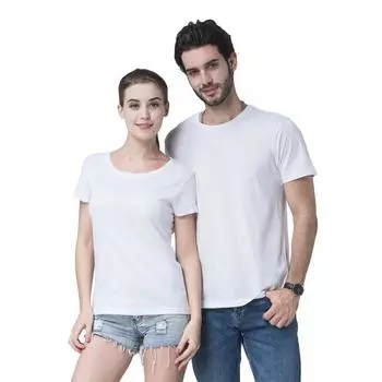 Футболка из чистого хлопка с круглым вырезом, однотонная футболка, черная футболка, белая футболка, дышащая, мягкая, удобная, классная, впитывающая пот S белый