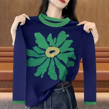 Футболка из чистого хлопка с принтом Niche Base для женщин, новая стильная короткая футболка, уменьшающая возраст L синий