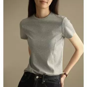 Футболка из чистого хлопка высокого качества, женская летняя с короткими рукавами, новая облегающая рубашка сверху и снизу S