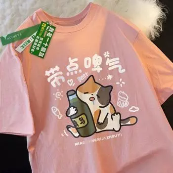 Футболка из хлопка белого цвета с короткими рукавами для женщин, лето 2025, новая свободная футболка большого размера XS